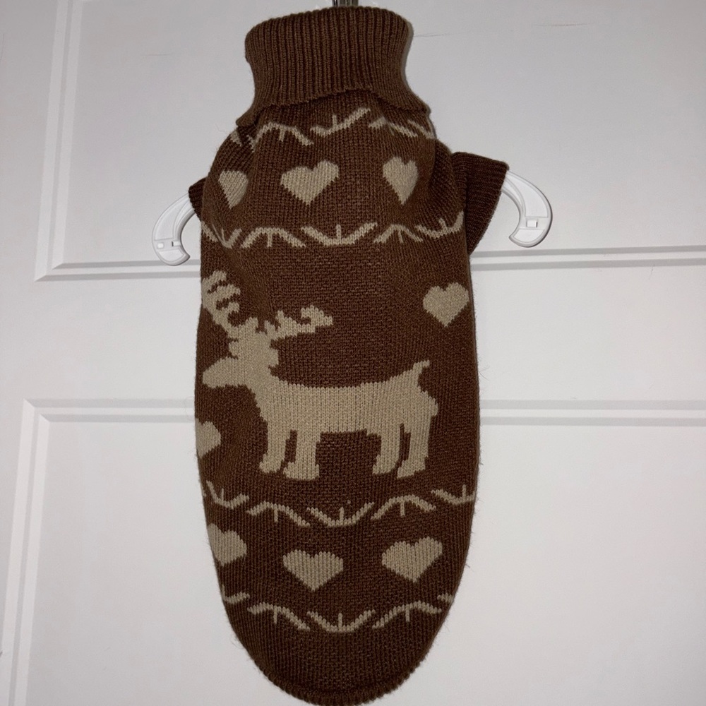 NWOT Nobby Brown Reindeer Pattern Small Dog Sweater - Picture 15 of 16